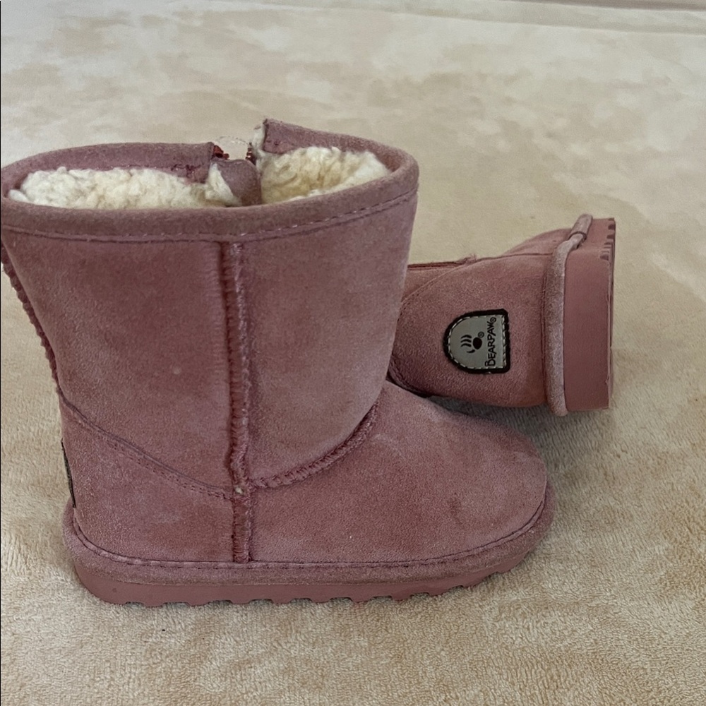 BearPaw Dusty Rose Suede Shearling Kids Boots